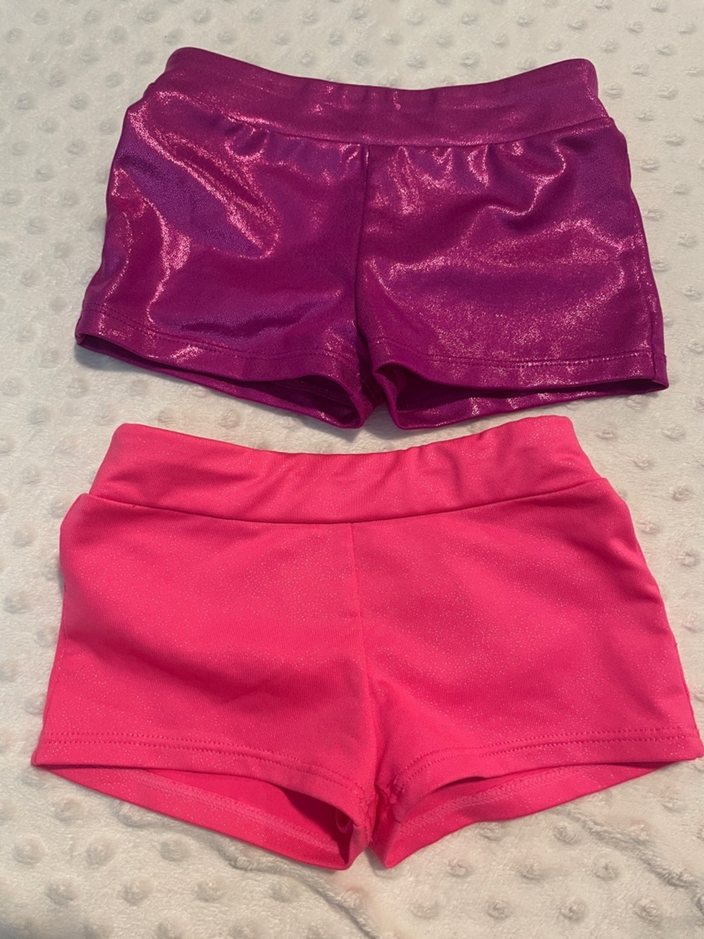 Girls Shiny Magenta and Hot Pink Athletic Shorts Gymnastics/Dance